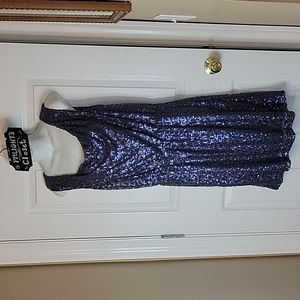 Calvin Klein Sequin Dress Small Sleeveless Blue Special Occasion
